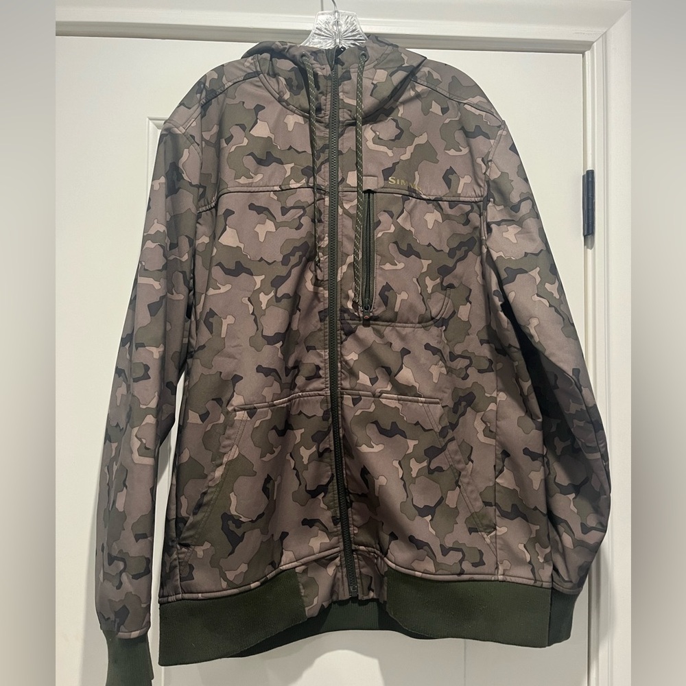 Simms soft shell hoodie camo